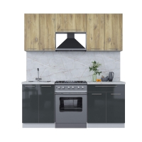 Готовая кухня ПЛАСТИК 1,9А (Дуб эпоксид/ Антрацит)